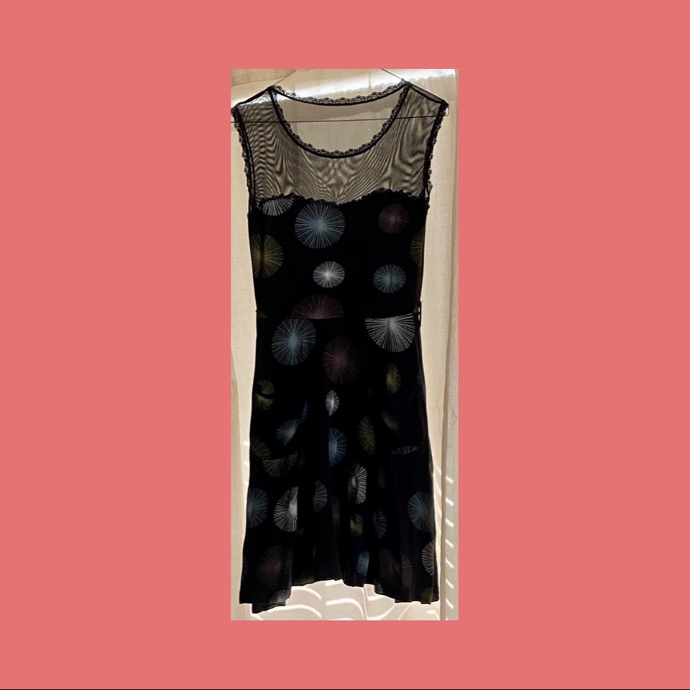 Effie’s Heart xs midi dress with blue, mauve, and white sparkle pattern!